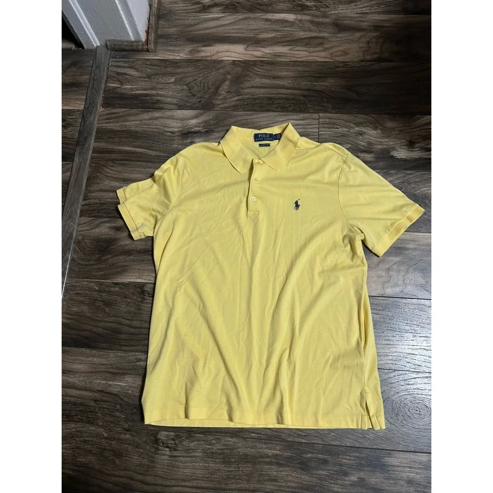 Polo Ralph Lauren‎ Polo Shirt Mens M Yellow Classic Fit Golf Short Sleeve 616